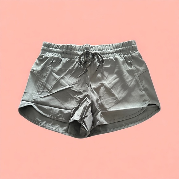 Pants - Women's Athletic M Running Shorts High Waisted, Quick-Dry, Adjustable Gray